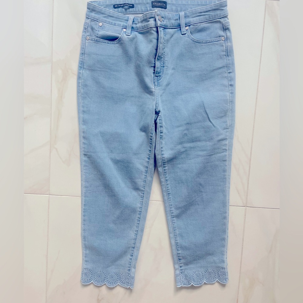 Talbots Embroidered Straight Leg Cropped Women's Jeans NWOT